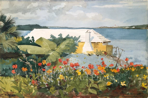 Tropical watercolor landscape