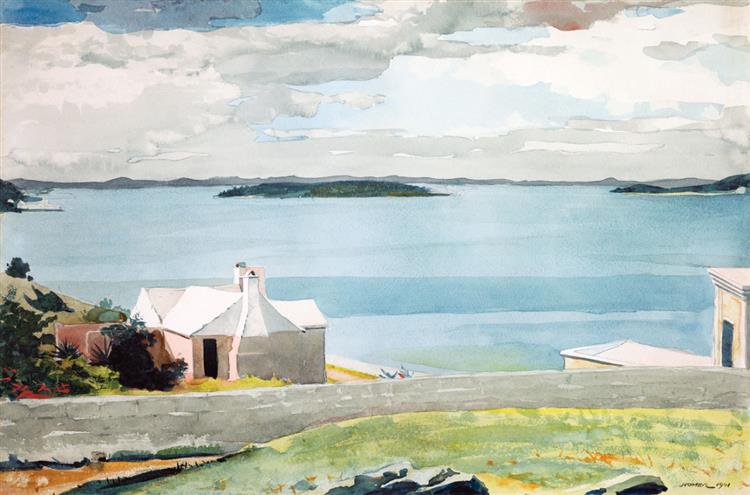 Inland water, Bermuda watercolor
