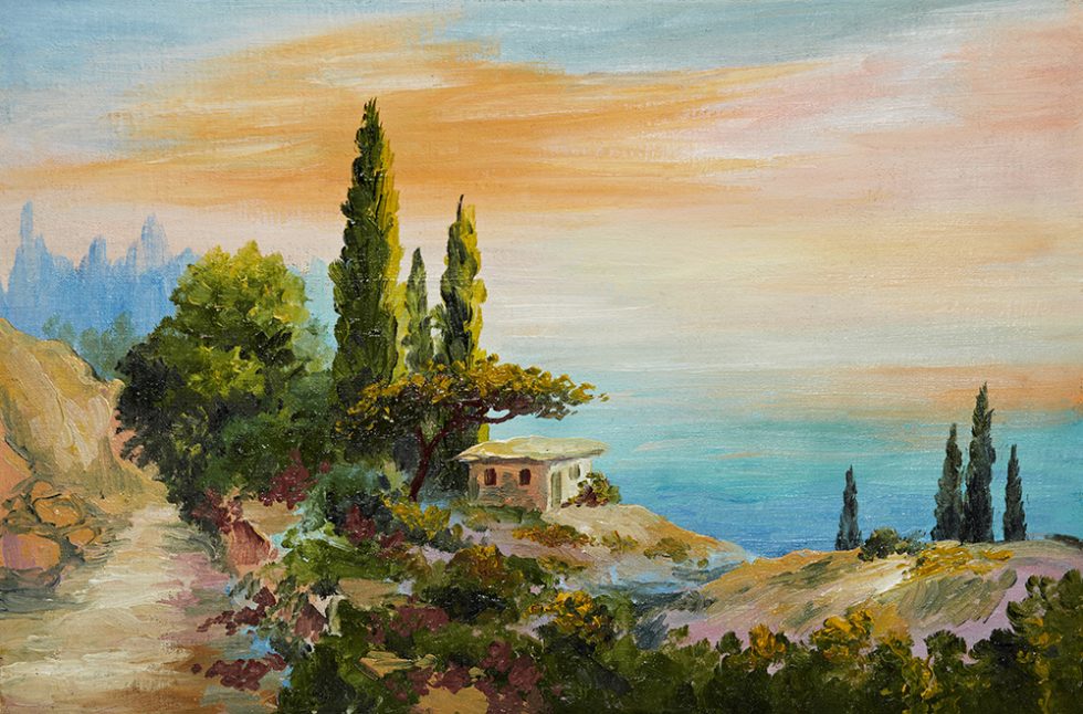 Summer landscape painting